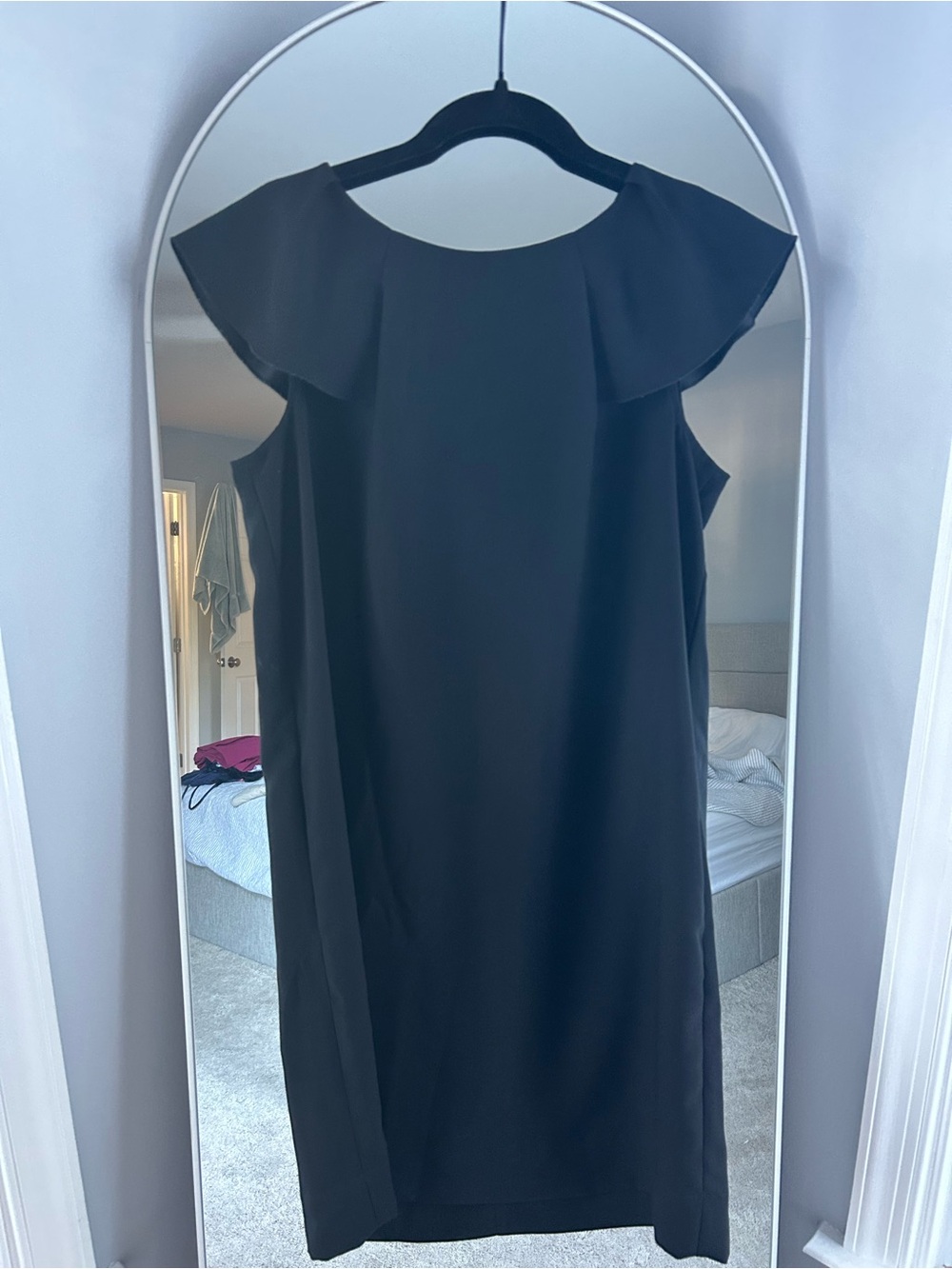 Banana Republic Black Ruffle Neck Mini Dress